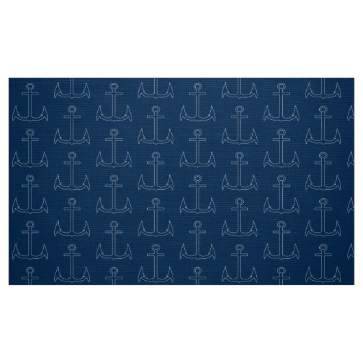 Nautic Anchor Muster Navy Blue Stoff (Fat Quarter (45,7 x 55,9 cm))
