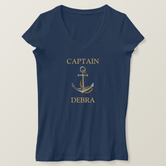 Nautic Anchor, Name, Captain, Ladys T-Shirt (Design vorne)