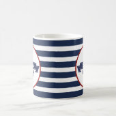 Nautic Anchor Name Navy Blue Stripes Kaffeetasse (Mittel)