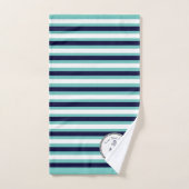 Nautic Anchor Navy Aquamarin White Streifen Badhandtuch Set (Handtuch)