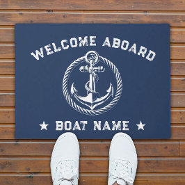Nautic Anchor Navy Blauer Name auf dem Schiff Fußmatte