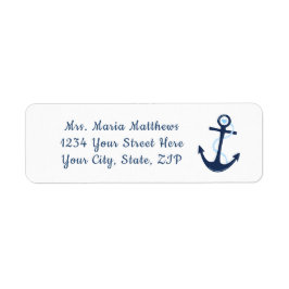 Nautic Anchor Navy Blue Address Sticker Label