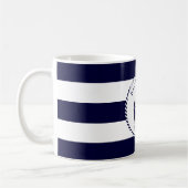 Nautic Anchor Navy Blue and White Stripes Family Kaffeetasse (Links)