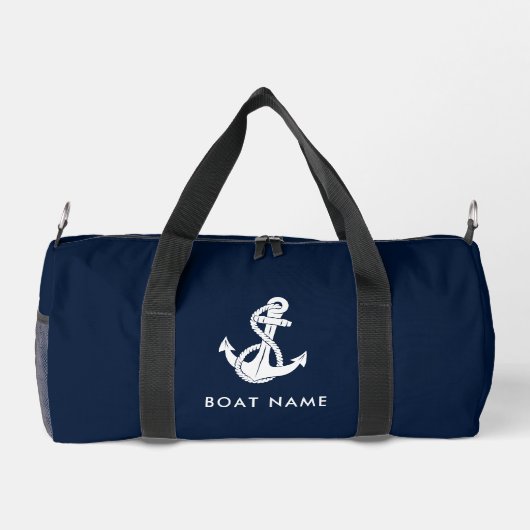 Nautic Anchor Navy Blue Boat Crew Custom Duffle Bag (Rückseite)