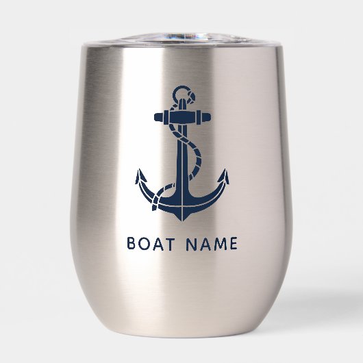 Nautic Anchor Navy Blue Boat Name Custom (Vorderseite)