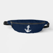 Nautic Anchor Navy Blue Boat Name Custom Bauchtasche (Vorderseite)