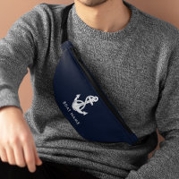 Nautic Anchor Navy Blue Boat Name Custom