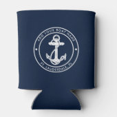 Nautic Anchor Navy Blue Boat Name Custom Dosenkühler (Rückseite)