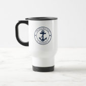 Nautic Anchor Navy Blue Boat Name Custom Reisebecher (Links)