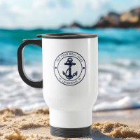 Nautic Anchor Navy Blue Boat Name Custom