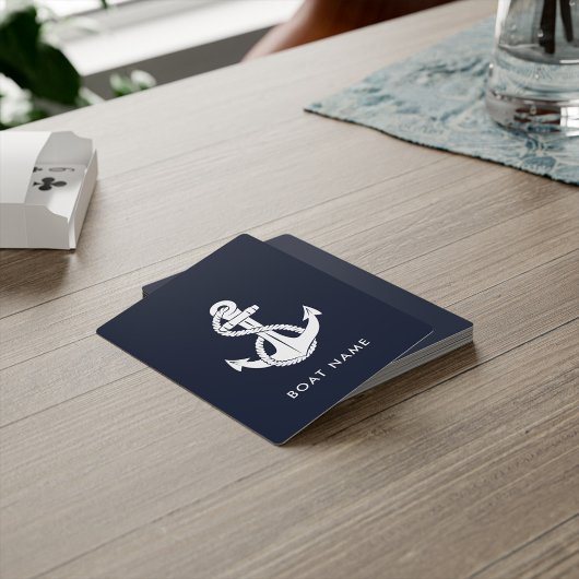 Nautic Anchor Navy Blue Boat Name Custom Spielkarten
