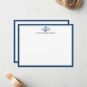 Nautic Anchor Navy Blue Border Mitteilungskarte (Vorderseite/Rückseite Beispiel)