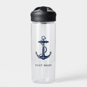 Nautic Anchor Navy Blue Cruise Swag Custom Trinkflasche