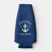 Nautic Anchor Navy Blue Family Lake House Flaschenkühler (Vorderseite)