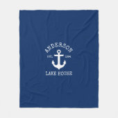 Nautic Anchor Navy Blue Family Lake House Fleecedecke (Vorderseite)