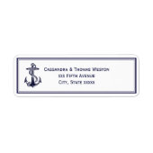 Nautic Anchor Navy Blue Gerahmt 2 Address Label (Vorne)