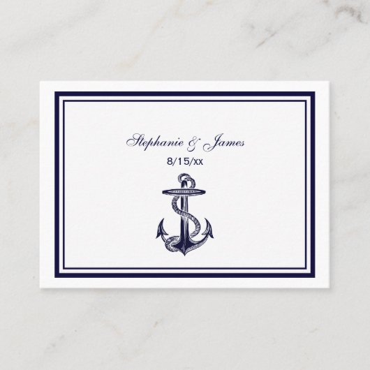 Nautic Anchor Navy Blue Gerahmt 2 Escort Cards #2 Platzkarte (Vorderseite)