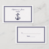 Nautic Anchor Navy Blue Gerahmt 2 Escort Cards Platzkarte (Vorne/Hinten)