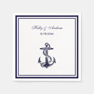 Nautic Anchor Navy Blue Gerahmt 2 Napkins Serviette