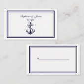 Nautic Anchor Navy Blue Gerahmt 2 Platzkarten (Vorne/Hinten)