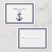 Nautic Anchor Navy Blue Gerahmt 2 Platzkarten #2 (Vorne/Hinten)