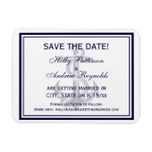 Nautic Anchor Navy Blue Gerahmt 2 Save the Date Magnet (Horizontal)