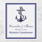 Nautic Anchor Navy Blue Gerahmt 2 Weinetikett (Einzelnes Label)