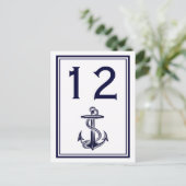 Nautic Anchor Navy Blue Gerahmt 2V Tischnummer (Stehend Vorderseite)
