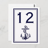 Nautic Anchor Navy Blue Gerahmt 2V Tischnummer (Vorne/Hinten)