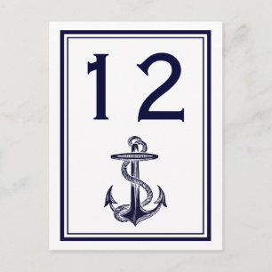 Nautic Anchor Navy Blue Gerahmt 2V Tischnummer