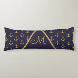 Nautic Anchor Navy Blue Gold Monogram Seitenschläferkissen