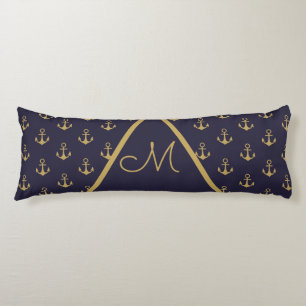 Nautic Anchor Navy Blue Gold Monogram Seitenschläferkissen