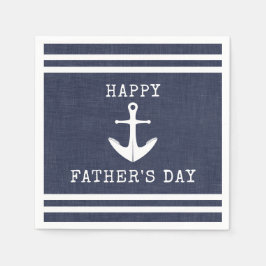 Nautic Anchor Navy Blue Happy Vathers Day Serviette