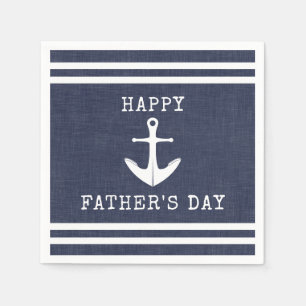 Nautic Anchor Navy Blue Happy Vathers Day Serviette