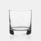 Nautic Anchor Navy Blue Monogram Whiskyglas (Rückseite)