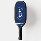 Nautic Anchor Navy Blue Personalisiert Beach House Pickleball Schläger (Links)