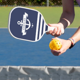 Nautic Anchor Navy Blue Personalisiert Pickleball Schläger