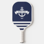 Nautic Anchor Navy Blue Personalisiert Pickleball Schläger (Rückseite)