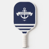 Nautic Anchor Navy Blue Personalisiert Pickleball Schläger (Vorderseite)