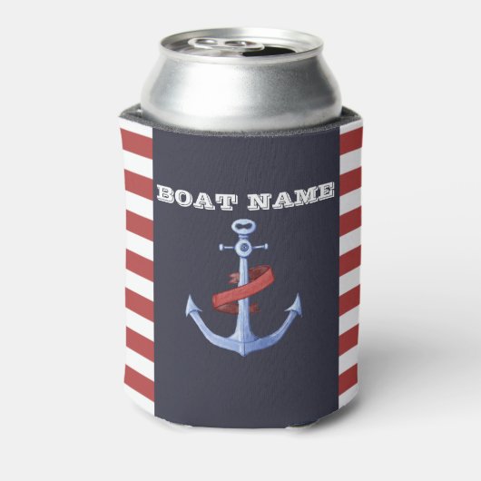 Nautic Anchor Navy Blue, Red Stripes Dosenkühler (Kanne Rückseite)
