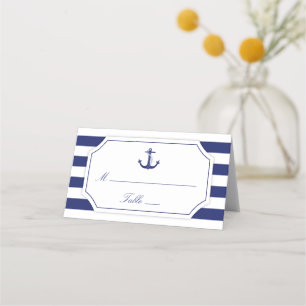 Nautic Anchor Navy Blue Stripe Hochzeit Platzkarte