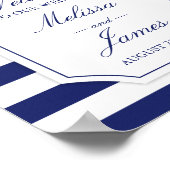 Nautic Anchor Navy Blue Stripe Hochzeit Poster (Ecke)