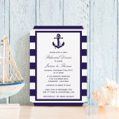 Nautic Anchor Navy Blue Stripe Probe Abendessen Einladung