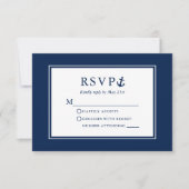 Nautic Anchor Navy Blue Striped Wedding RSVP Karte (Vorderseite)