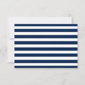 Nautic Anchor Navy Blue Striped Wedding RSVP Karte (Rückseite)