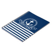 Nautic Anchor Navy Blue Striping Notizblock (Linke Seite)