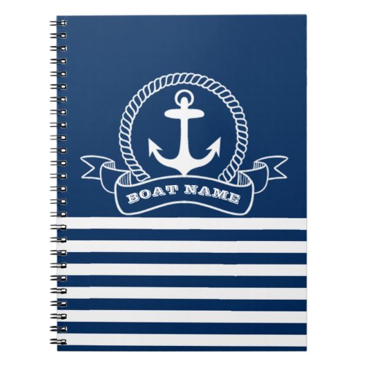 Nautic Anchor Navy Blue Striping Notizblock (Vorderseite)