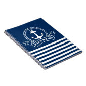 Nautic Anchor Navy Blue Striping Notizblock (Rechte Seite)