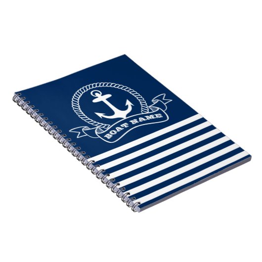 Nautic Anchor Navy Blue Striping Notizblock (Rechte Seite)