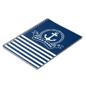 Nautic Anchor Navy Blue Striping Notizblock (Linke Seite)